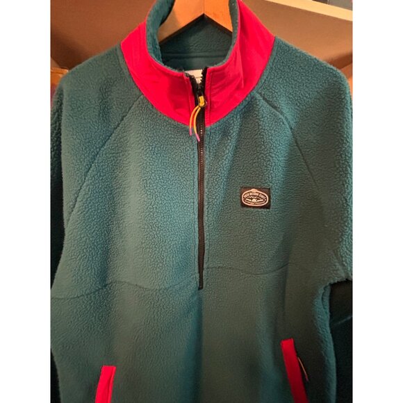 Poler NWT Mens Half-Zip Fleece Pullover Jacket Teal Red Sz Large - Picture 5 of 9